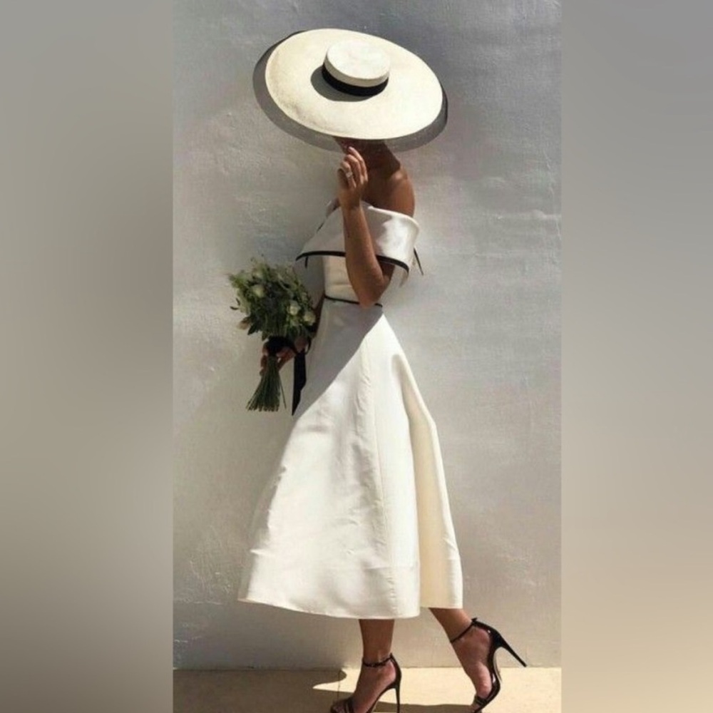 Cinderella White & Navy-trim Dress + Matching Hat